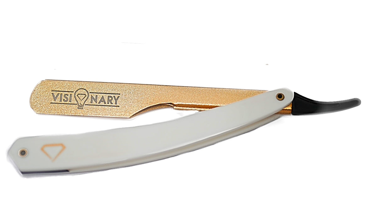 White & Gold Razor Visionary Barbers