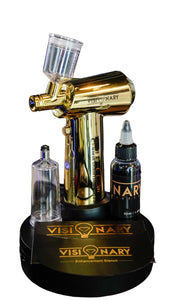 Gold Pro Visionary Airbrush Wireless Charging ! Enhancement Stencil & Dye Included