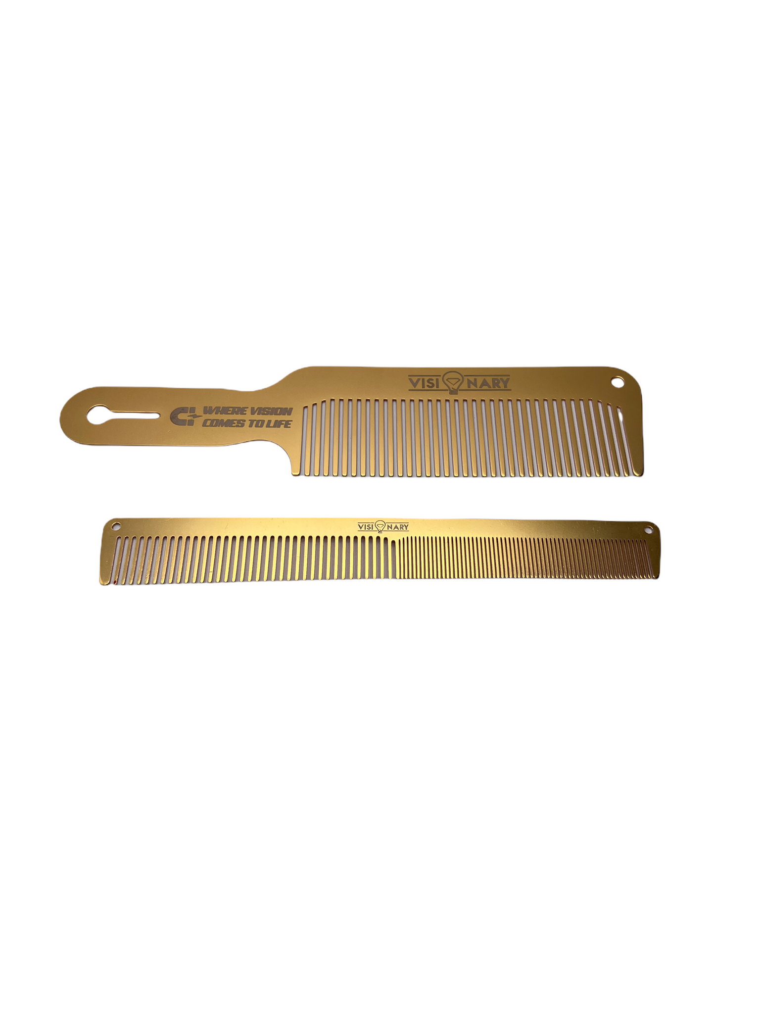 Metal Hair Comb 2 Pcs Space Aluminum Styling Comb Set Professional Flat Iron Fine Tooth Comb Stainless Steel Hair Cutting Comb Anti Static Hairdressing Comb Parting Combs For Women Men Barber Supplies Rose Gold